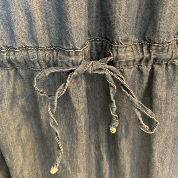 Sonoma Blue Denim Dress 3X Tie Waist Roll Tab Sleeve Button Front Cotton Blend - Picture 6 of 13